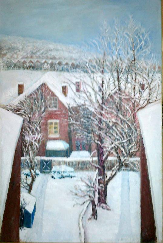 Anita Ree Wimbledon snowscape Sweden oil painting art